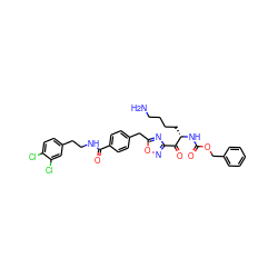 NCCCC[C@H](NC(=O)OCc1ccccc1)C(=O)c1noc(Cc2ccc(C(=O)NCCc3ccc(Cl)c(Cl)c3)cc2)n1 ZINC000034804086