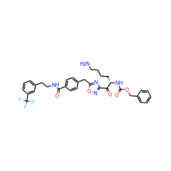 NCCCC[C@H](NC(=O)OCc1ccccc1)C(=O)c1noc(Cc2ccc(C(=O)NCCc3cccc(C(F)(F)F)c3)cc2)n1 ZINC000034804013