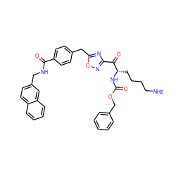 NCCCC[C@H](NC(=O)OCc1ccccc1)C(=O)c1noc(Cc2ccc(C(=O)NCc3ccc4ccccc4c3)cc2)n1 ZINC000034803992