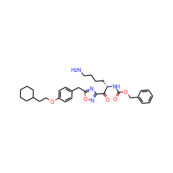 NCCCC[C@H](NC(=O)OCc1ccccc1)C(=O)c1noc(Cc2ccc(OCCC3CCCCC3)cc2)n1 ZINC000043524362