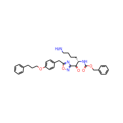 NCCCC[C@H](NC(=O)OCc1ccccc1)C(=O)c1noc(Cc2ccc(OCCCc3ccccc3)cc2)n1 ZINC000043524408