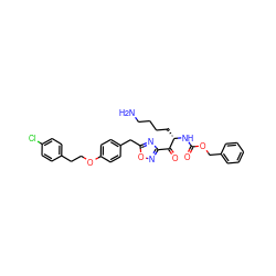 NCCCC[C@H](NC(=O)OCc1ccccc1)C(=O)c1noc(Cc2ccc(OCCc3ccc(Cl)cc3)cc2)n1 ZINC000043543813