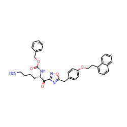 NCCCC[C@H](NC(=O)OCc1ccccc1)C(=O)c1noc(Cc2ccc(OCCc3cccc4ccccc34)cc2)n1 ZINC000043531697