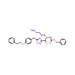 NCCCC[C@H](NC(=O)OCc1ccccc1)C(=O)c1noc(Cc2ccc(OCCc3ccccc3)cc2)n1 ZINC000034804082