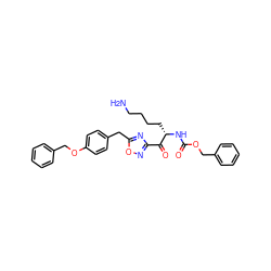 NCCCC[C@H](NC(=O)OCc1ccccc1)C(=O)c1noc(Cc2ccc(OCc3ccccc3)cc2)n1 ZINC000040565847