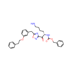 NCCCC[C@H](NC(=O)OCc1ccccc1)C(=O)c1noc(Cc2cccc(OCCc3ccccc3)c2)n1 ZINC000044069366