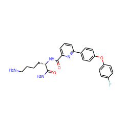 NCCCC[C@H](NC(=O)c1cccc(-c2ccc(Oc3ccc(F)cc3)cc2)n1)C(N)=O ZINC000113661796