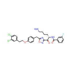 NCCCC[C@H](NC(=O)c1cccc(F)c1)C(=O)c1noc(Cc2ccc(OCCc3ccc(Cl)c(Cl)c3)cc2)n1 ZINC000042963497