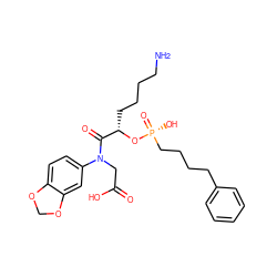 NCCCC[C@H](O[P@](=O)(O)CCCCc1ccccc1)C(=O)N(CC(=O)O)c1ccc2c(c1)OCO2 ZINC000013600050