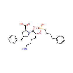 NCCCC[C@H](O[P@](=O)(O)CCCCc1ccccc1)C(=O)N1C[C@@H](Cc2ccccc2)C[C@H]1C(=O)O ZINC000013600017