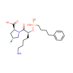 NCCCC[C@H](O[P@](=O)(O)CCCCc1ccccc1)C(=O)N1C[C@H](F)C[C@H]1C(=O)O ZINC000029246428