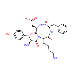 NCCCC[C@H]1C(=O)N[C@@H](Cc2ccccc2)C(=O)N[C@H](CC(=O)O)C(=O)N1C(=O)[C@@H](N)Cc1ccc(O)cc1 ZINC000026258060