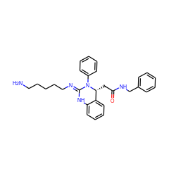 NCCCCC/N=C1\Nc2ccccc2[C@@H](CC(=O)NCc2ccccc2)N1c1ccccc1 ZINC000045337461