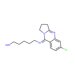 NCCCCC/N=c1/c2ccc(Cl)cc2nc2n1CCC2 ZINC000040891910