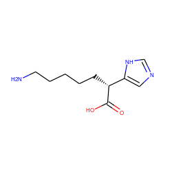 NCCCCC[C@@H](C(=O)O)c1cnc[nH]1 ZINC000026256104