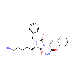 NCCCCC[C@@H]1C(=O)N([C@H](CC2CCCCC2)C(N)=O)C(=O)N1Cc1ccccc1 ZINC000026390739