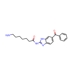 NCCCCCCC(=O)Nc1nc2ccc(C(=O)c3ccccc3)cc2[nH]1 ZINC000084690577