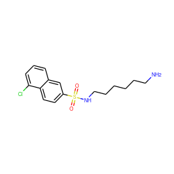 NCCCCCCNS(=O)(=O)c1ccc2c(Cl)cccc2c1 ZINC000002517053