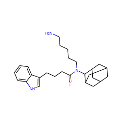 NCCCCCN(C(=O)CCCc1c[nH]c2ccccc12)C1C2CC3CC(C2)CC1C3 ZINC000028825912