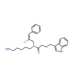 NCCCCCN(C/C(Cl)=C\c1ccccc1)C(=O)CCCc1c[nH]c2ccccc12 ZINC000028825922