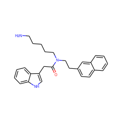 NCCCCCN(CCc1ccc2ccccc2c1)C(=O)Cc1c[nH]c2ccccc12 ZINC000028825913