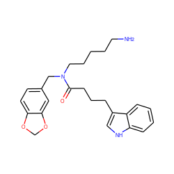 NCCCCCN(Cc1ccc2c(c1)OCO2)C(=O)CCCc1c[nH]c2ccccc12 ZINC000028825917