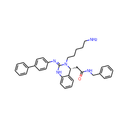 NCCCCCN1/C(=N/c2ccc(-c3ccccc3)cc2)Nc2ccccc2[C@H]1CC(=O)NCc1ccccc1 ZINC000049933074