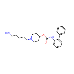 NCCCCCN1CCC(OC(=O)Nc2ccccc2-c2ccccc2)CC1 ZINC000066097864