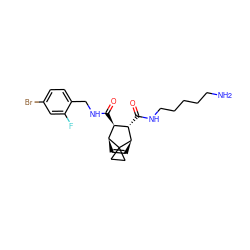 NCCCCCNC(=O)[C@H]1[C@H](C(=O)NCc2ccc(Br)cc2F)[C@@H]2C=C[C@H]1C21CC1 ZINC000168407979