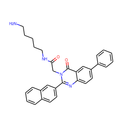 NCCCCCNC(=O)Cn1c(-c2ccc3ccccc3c2)nc2ccc(-c3ccccc3)cc2c1=O ZINC000027884587