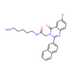 NCCCCCNC(=O)Cn1c(-c2ccc3ccccc3c2)nc2ccc(Br)cc2c1=O ZINC000027891273