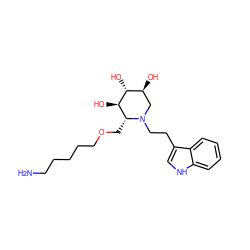 NCCCCCOC[C@@H]1[C@@H](O)[C@H](O)[C@@H](O)CN1CCc1c[nH]c2ccccc12 ZINC000144765024
