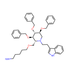 NCCCCCOC[C@@H]1[C@@H](OCc2ccccc2)[C@H](OCc2ccccc2)[C@@H](OCc2ccccc2)CN1CCc1c[nH]c2ccccc12 ZINC000072115328