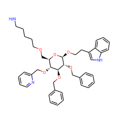 NCCCCCOC[C@H]1O[C@@H](OCCc2c[nH]c3ccccc23)[C@H](OCc2ccccc2)[C@@H](OCc2ccccc2)[C@@H]1OCc1ccccn1 ZINC000029553224