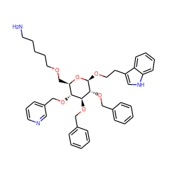 NCCCCCOC[C@H]1O[C@@H](OCCc2c[nH]c3ccccc23)[C@H](OCc2ccccc2)[C@@H](OCc2ccccc2)[C@@H]1OCc1cccnc1 ZINC000029544449