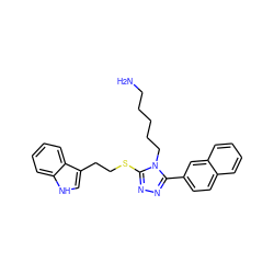 NCCCCCn1c(SCCc2c[nH]c3ccccc23)nnc1-c1ccc2ccccc2c1 ZINC000028457321