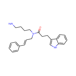 NCCCCN(C/C=C/c1ccccc1)C(=O)CCc1c[nH]c2ccccc12 ZINC000028825886