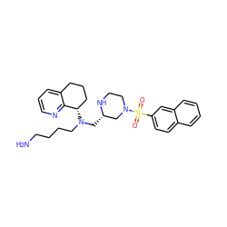 NCCCCN(C[C@H]1CN(S(=O)(=O)c2ccc3ccccc3c2)CCN1)[C@H]1CCCc2cccnc21 ZINC000473155275