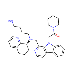 NCCCCN(Cc1nccc2c3ccccc3n(CC(=O)N3CCCCC3)c12)[C@H]1CCCc2cccnc21 ZINC000200688906