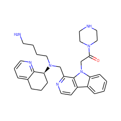 NCCCCN(Cc1nccc2c3ccccc3n(CC(=O)N3CCNCC3)c12)[C@H]1CCCc2cccnc21 ZINC000208465182