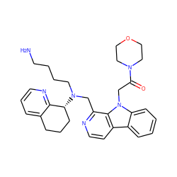 NCCCCN(Cc1nccc2c3ccccc3n(CC(=O)N3CCOCC3)c12)[C@@H]1CCCc2cccnc21 ZINC000043208541