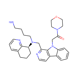 NCCCCN(Cc1nccc2c3ccccc3n(CC(=O)N3CCOCC3)c12)[C@H]1CCCc2cccnc21 ZINC000165272575