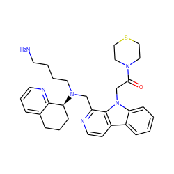 NCCCCN(Cc1nccc2c3ccccc3n(CC(=O)N3CCSCC3)c12)[C@H]1CCCc2cccnc21 ZINC000200696480