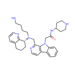 NCCCCN(Cc1nccc2c3ccccc3n(CC(=O)NC3CCNCC3)c12)[C@@H]1CCCc2cccnc21 ZINC000149495531