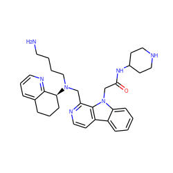 NCCCCN(Cc1nccc2c3ccccc3n(CC(=O)NC3CCNCC3)c12)[C@H]1CCCc2cccnc21 ZINC000149495731