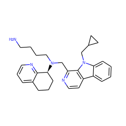 NCCCCN(Cc1nccc2c3ccccc3n(CC3CC3)c12)[C@H]1CCCc2cccnc21 ZINC000200697312