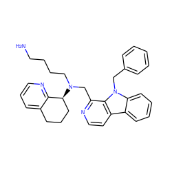 NCCCCN(Cc1nccc2c3ccccc3n(Cc3ccccc3)c12)[C@H]1CCCc2cccnc21 ZINC000200686614