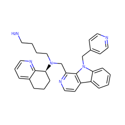 NCCCCN(Cc1nccc2c3ccccc3n(Cc3ccncc3)c12)[C@H]1CCCc2cccnc21 ZINC000200684726