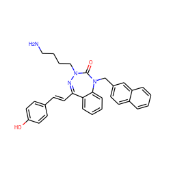 NCCCCN1N=C(/C=C/c2ccc(O)cc2)c2ccccc2N(Cc2ccc3ccccc3c2)C1=O ZINC001772590994