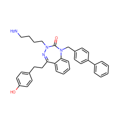 NCCCCN1N=C(CCc2ccc(O)cc2)c2ccccc2N(Cc2ccc(-c3ccccc3)cc2)C1=O ZINC001772578177